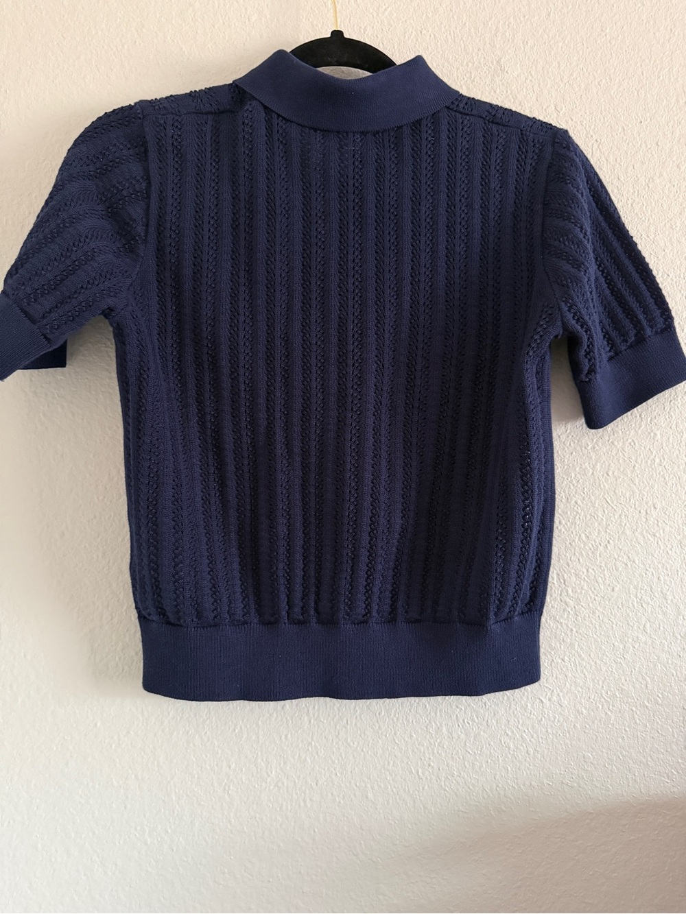 Uniqlo Comptoir Des Cotonniers Top Polo Navy Knit Cropped Preppy Tennis Golf S - Picture 2 of 5